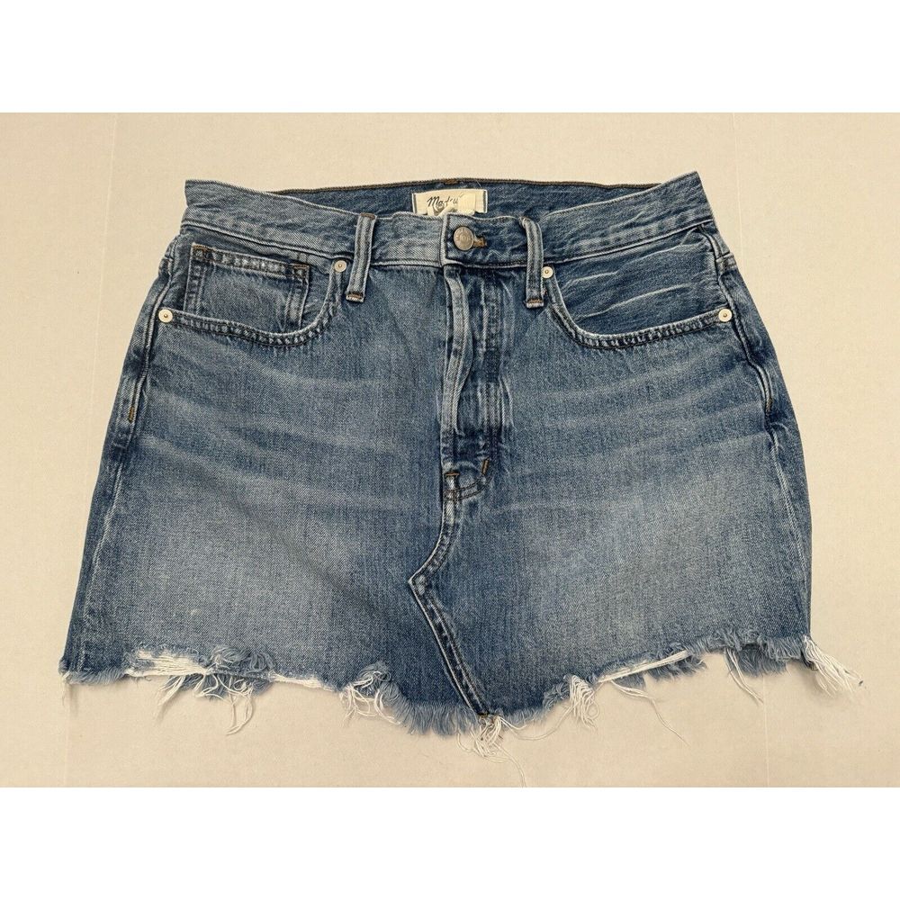 Madewell Rigid Denim Relaxed jean button‎ fly Mini Skirt in Northdale Wash 29